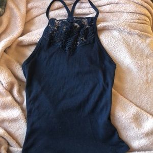 Dark blue lace front spaghetti strap Aeropostale shirt.
